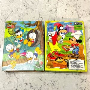 2 Vtg Golden Disney Puzzles Huey Dewey Louie 100 Pcs Mickey Simple Simon 63 Pcs